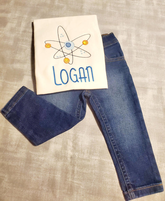 Atom, Science, Embroidered shirt