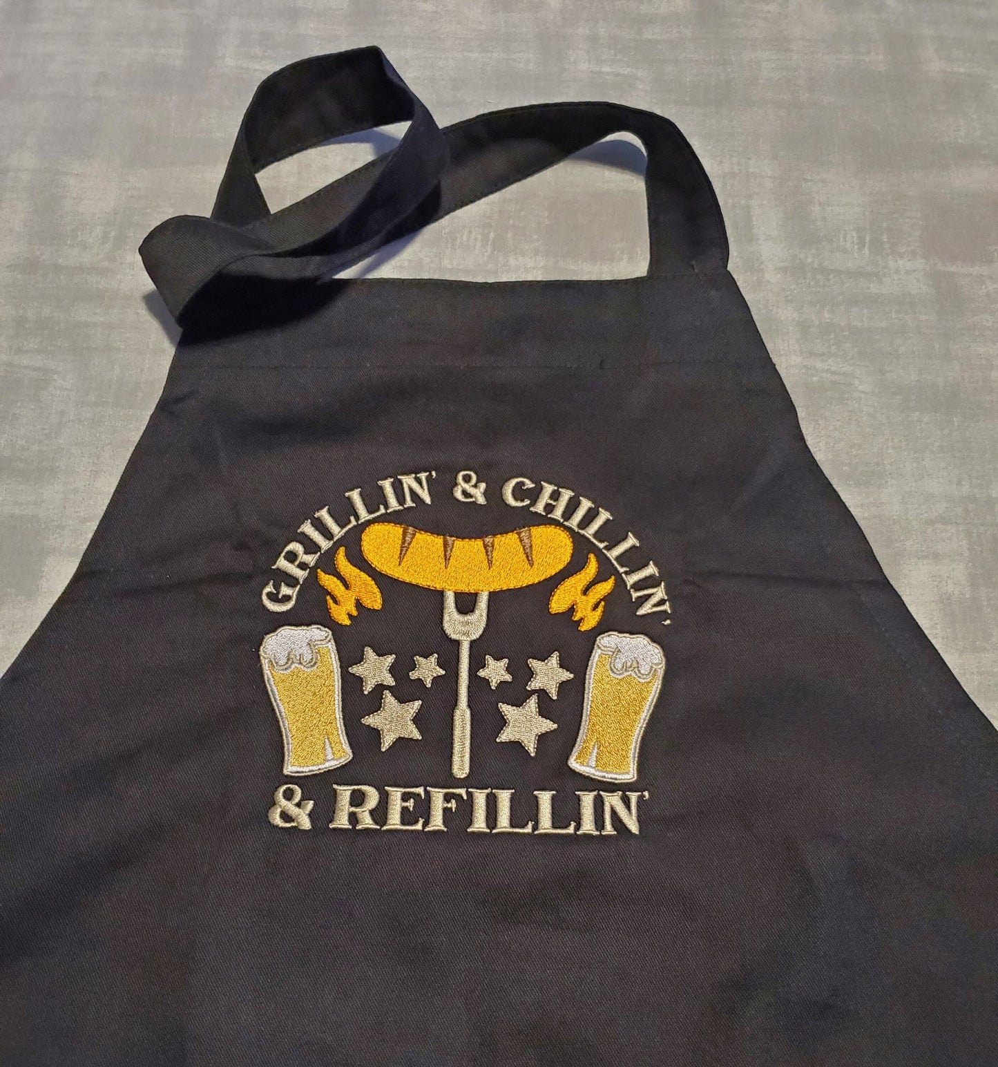 Grillin and Chillin and Refillin Apron, Unisex, Embroidered apron