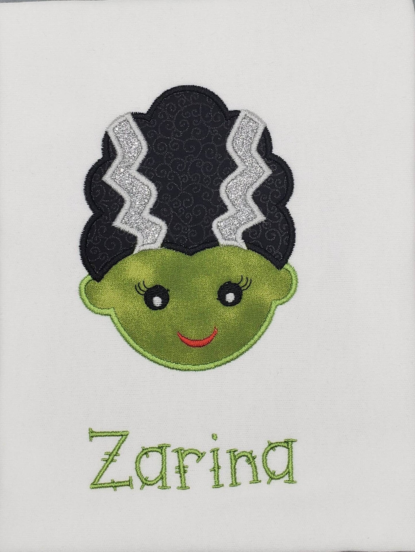 Bride of Frankenstein Shirt, Monster, Monster Bride, Girl's Monster Shirt, Embroidered Shirt, Halloween Shirt