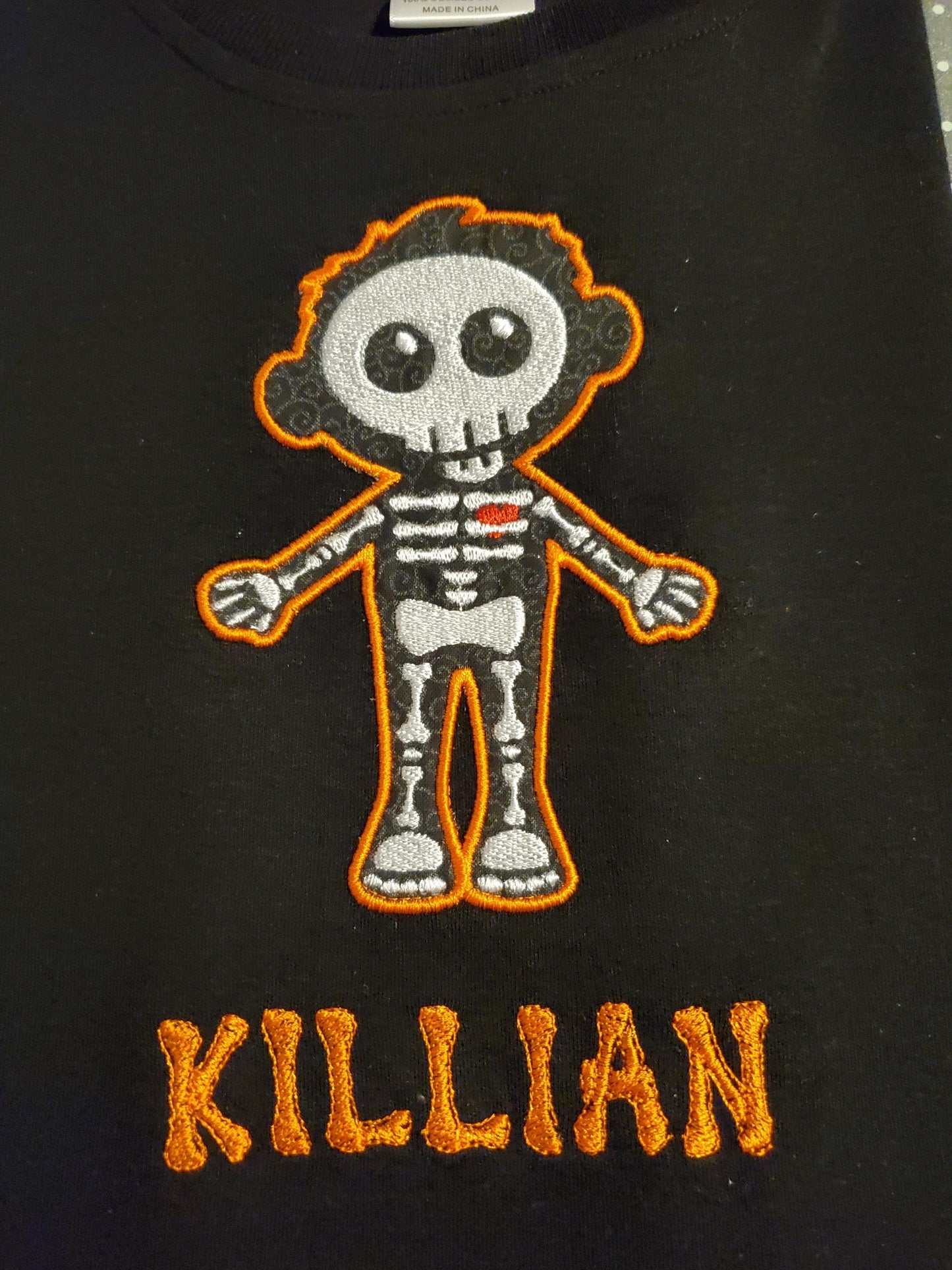 Skeleton Shirt, Boy's Halloween Shirt, Embroidered Shirt, Monster, Personalized Shirt