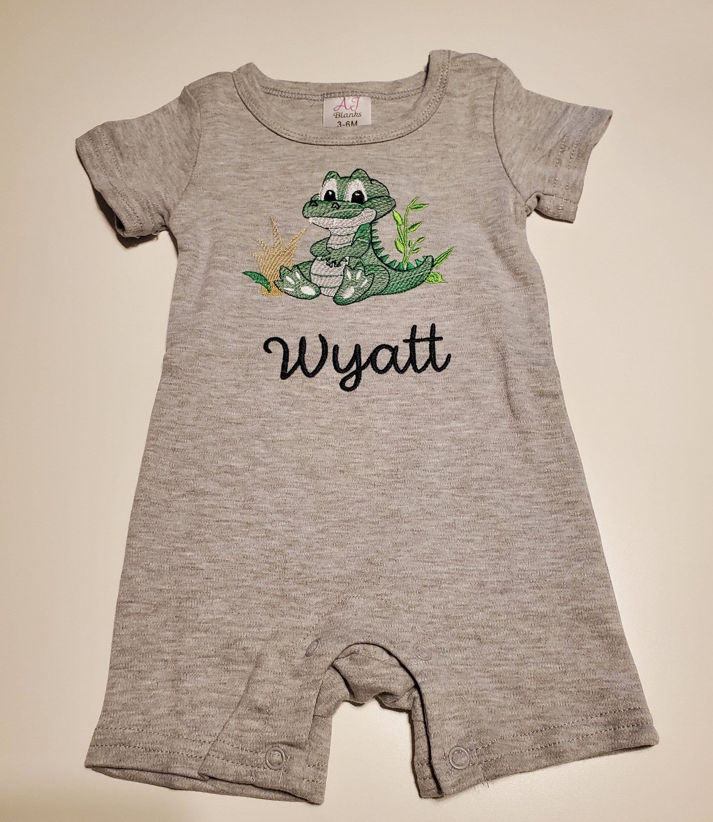 Baby Crocodile Embroidered Onesie