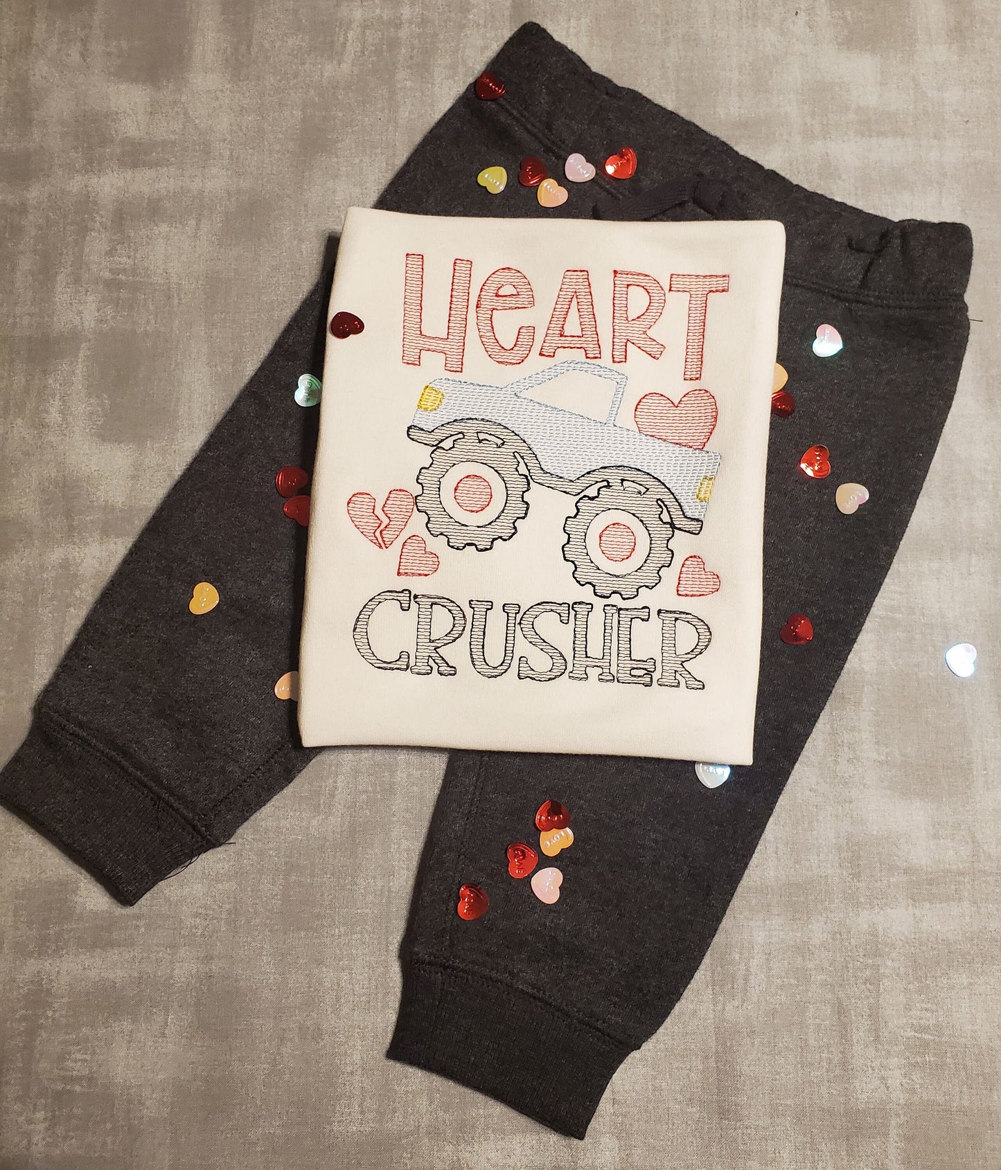 Heart Crusher, Valentine's Day, Embroidered Onesie