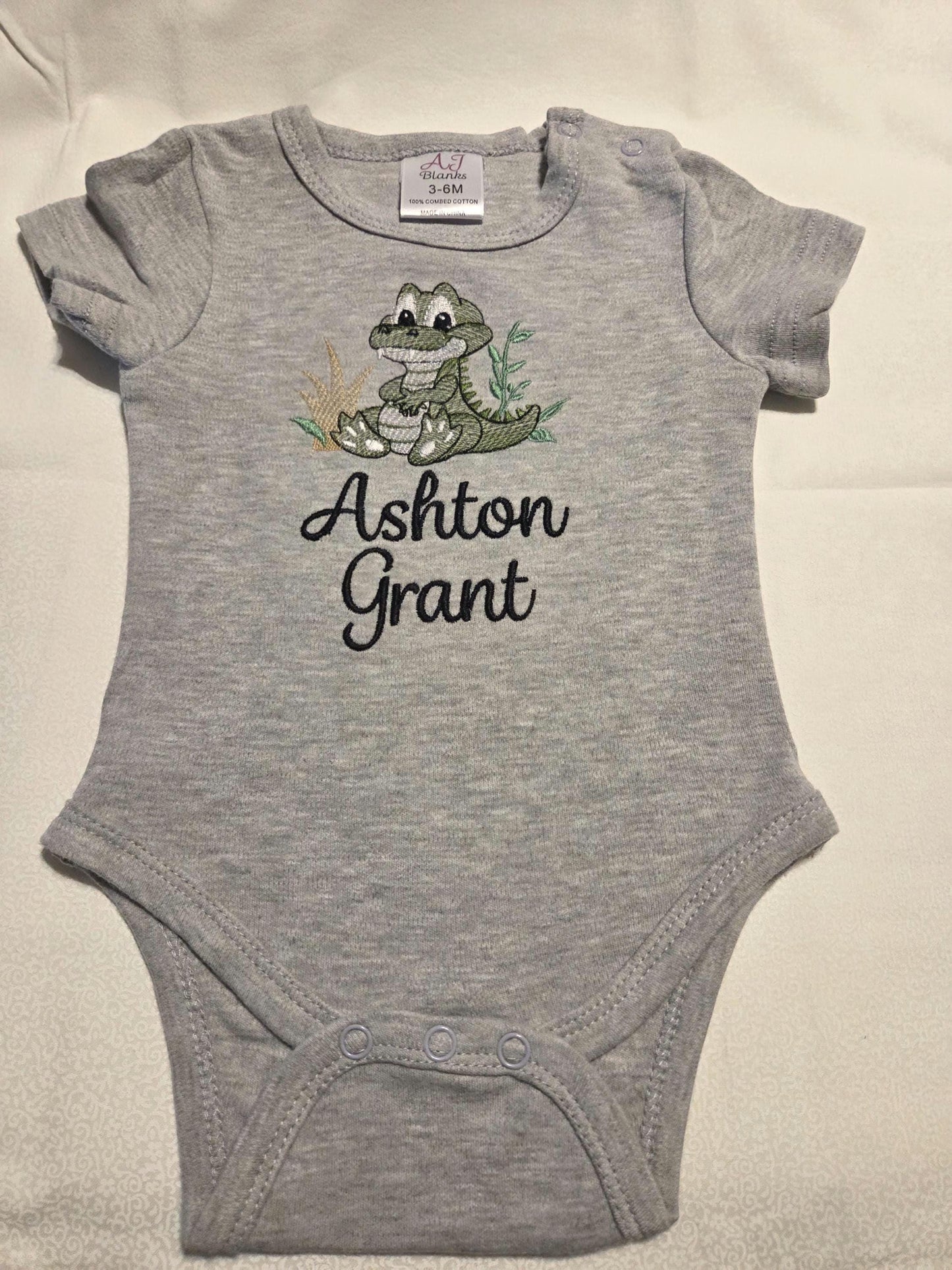 Baby Crocodile Embroidered Onesie