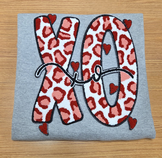 Wild Love "XO" Leopard Print Chenille Sweatshirt