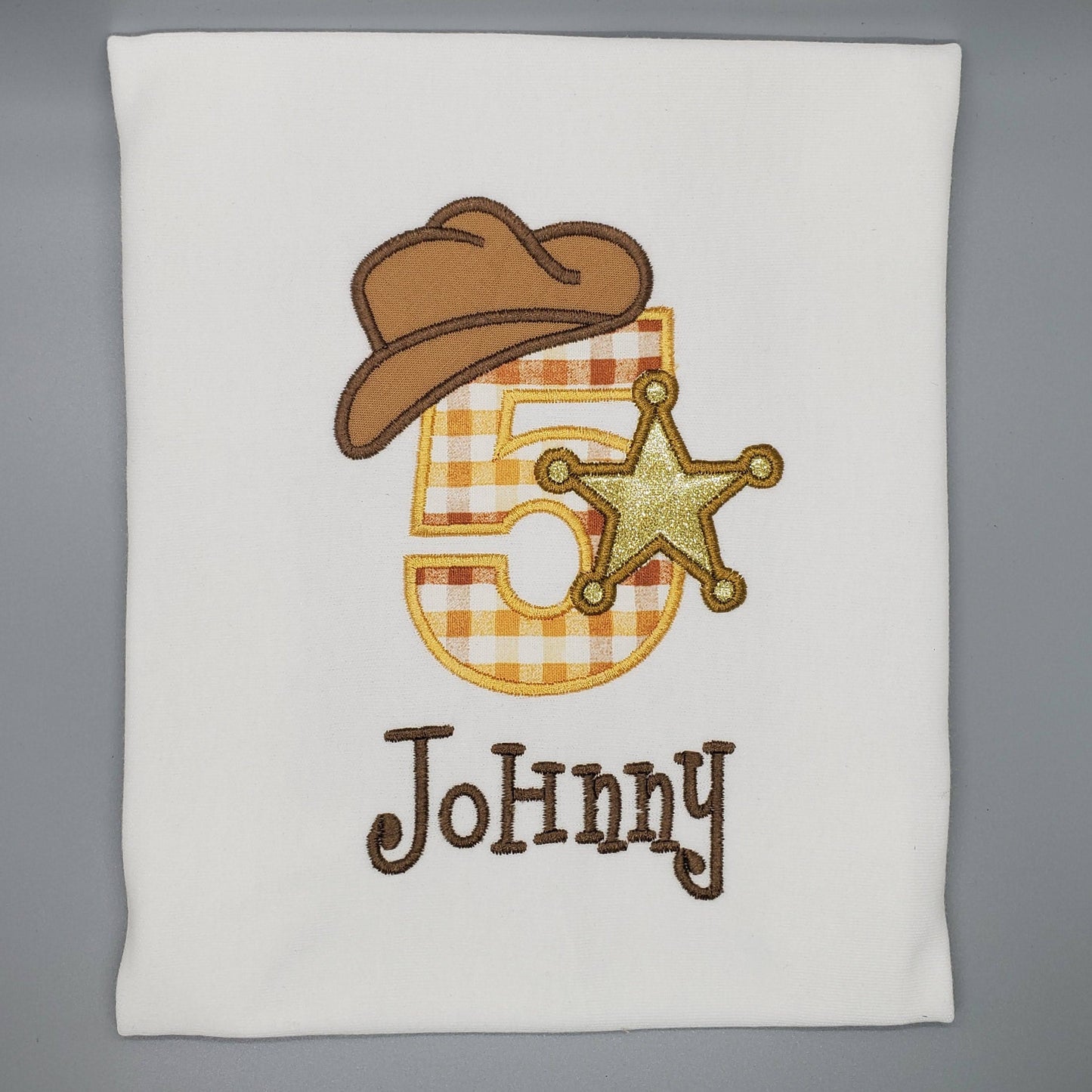 Sheriff Birthday Shirt, Cowboy Birthday Shirt, Boy's Birthday Shirt, Embroidered Shirt, Cowboy, 5th Birthday, Fifth Birthday Shirt, Plaid