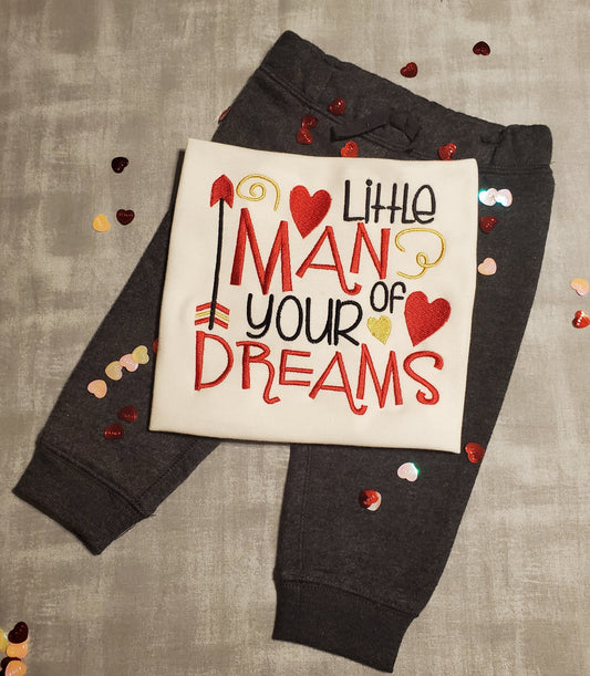 Little Man of Your Dreams, Dream Guy, Crush, Valentine's Day, Embroidered Onesie