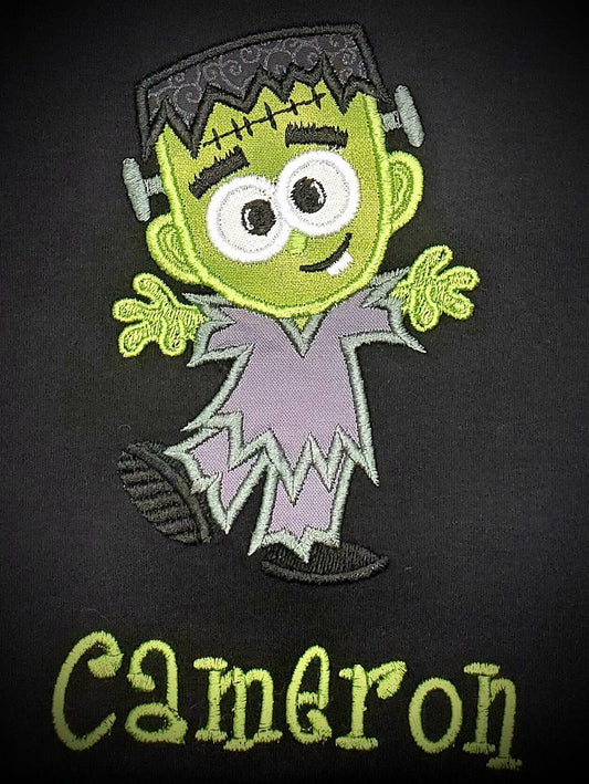 Frankenstein Shirt, Boy's Halloween Shirt, Frankenstein, Embroidered Shirt, Monster, Personalized Shirt