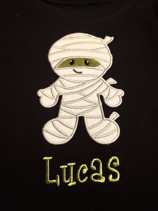 Mummy Shirt, Boy's Halloween Shirt, Embroidered Shirt, Monster, Personalized Shirt