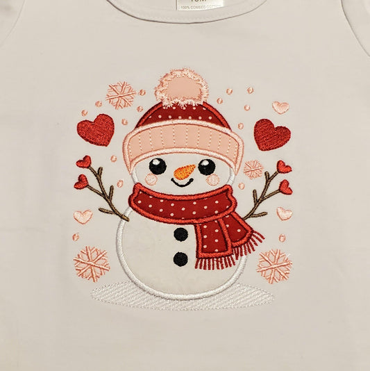 Snowman Love, Valentine's Day, Embroidered shirt