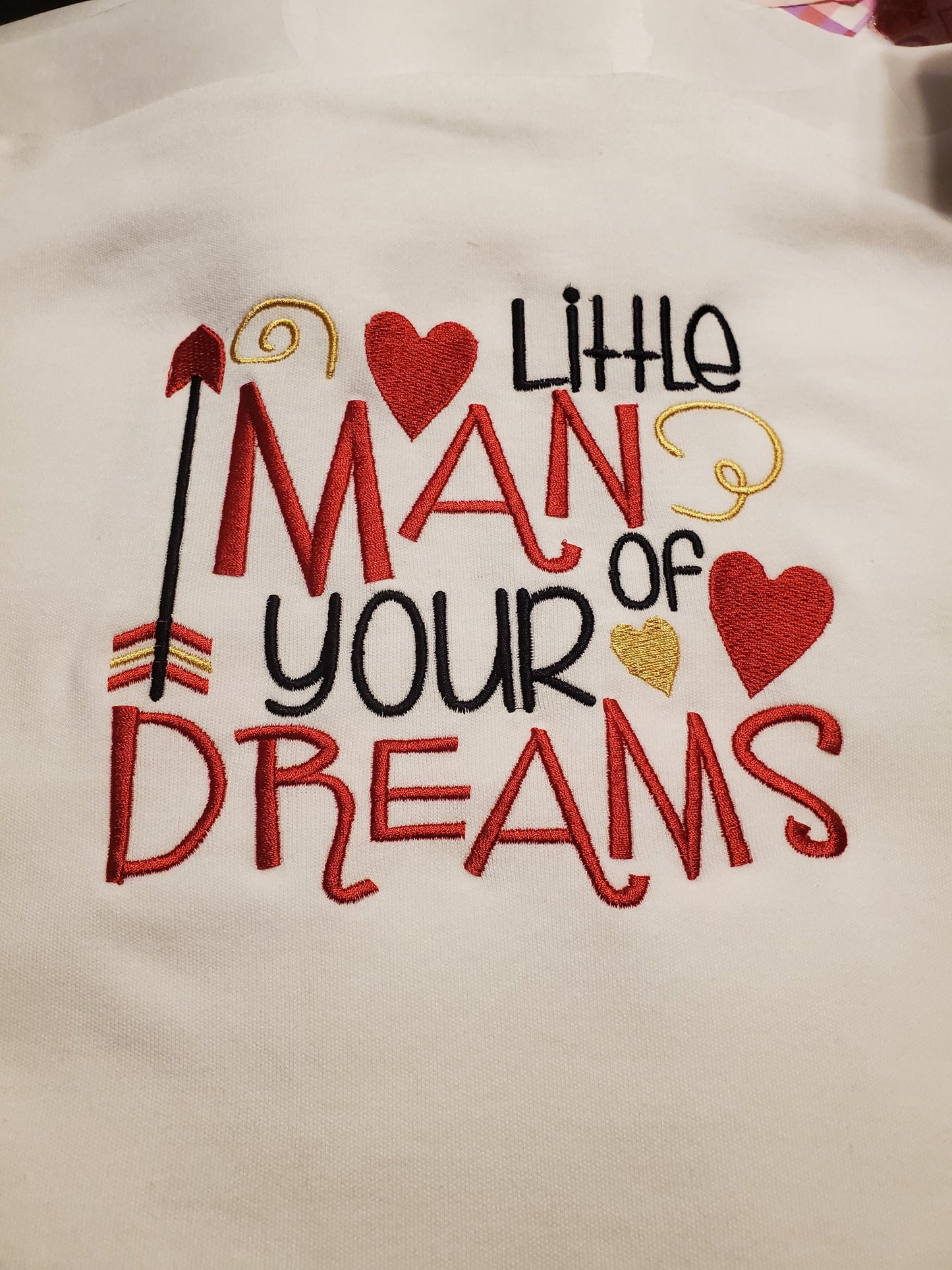 Little Man of Your Dreams, Dream Guy, Crush, Valentine's Day, Embroidered Onesie