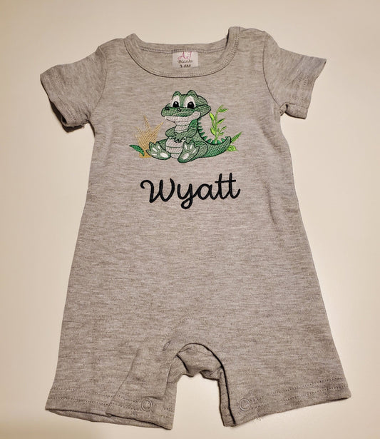 Baby Crocodile Embroidered Onesie