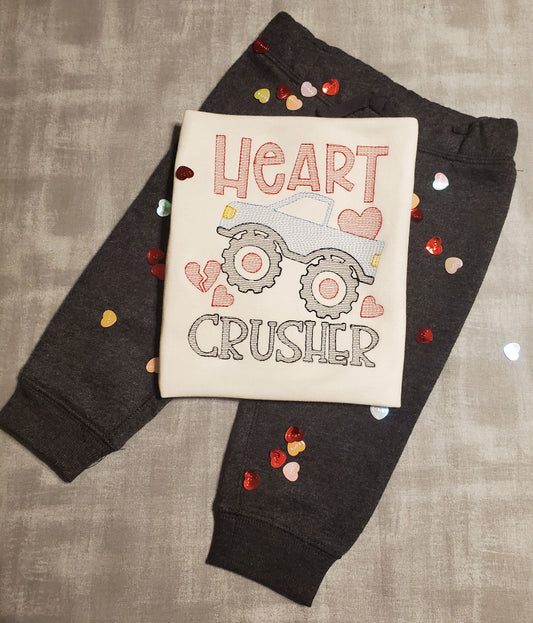 Heart Crusher, Valentine's Day, Embroidered Onesie