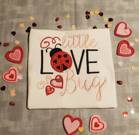 Little Love Bug, Valentine's Day, Embroidered Onesie